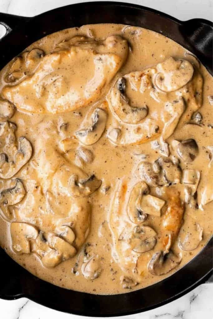 Easy Chicken Marsala is creamy, savory, and comforting. Juicy chicken in a silky, creamy mushroom marsala wine sauce ready in 30 minutes! | aheadofthyme.com