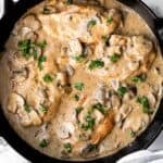 Easy Chicken Marsala is creamy, savory, and comforting. Juicy chicken in a silky, creamy mushroom marsala wine sauce ready in 30 minutes! | aheadofthyme.com