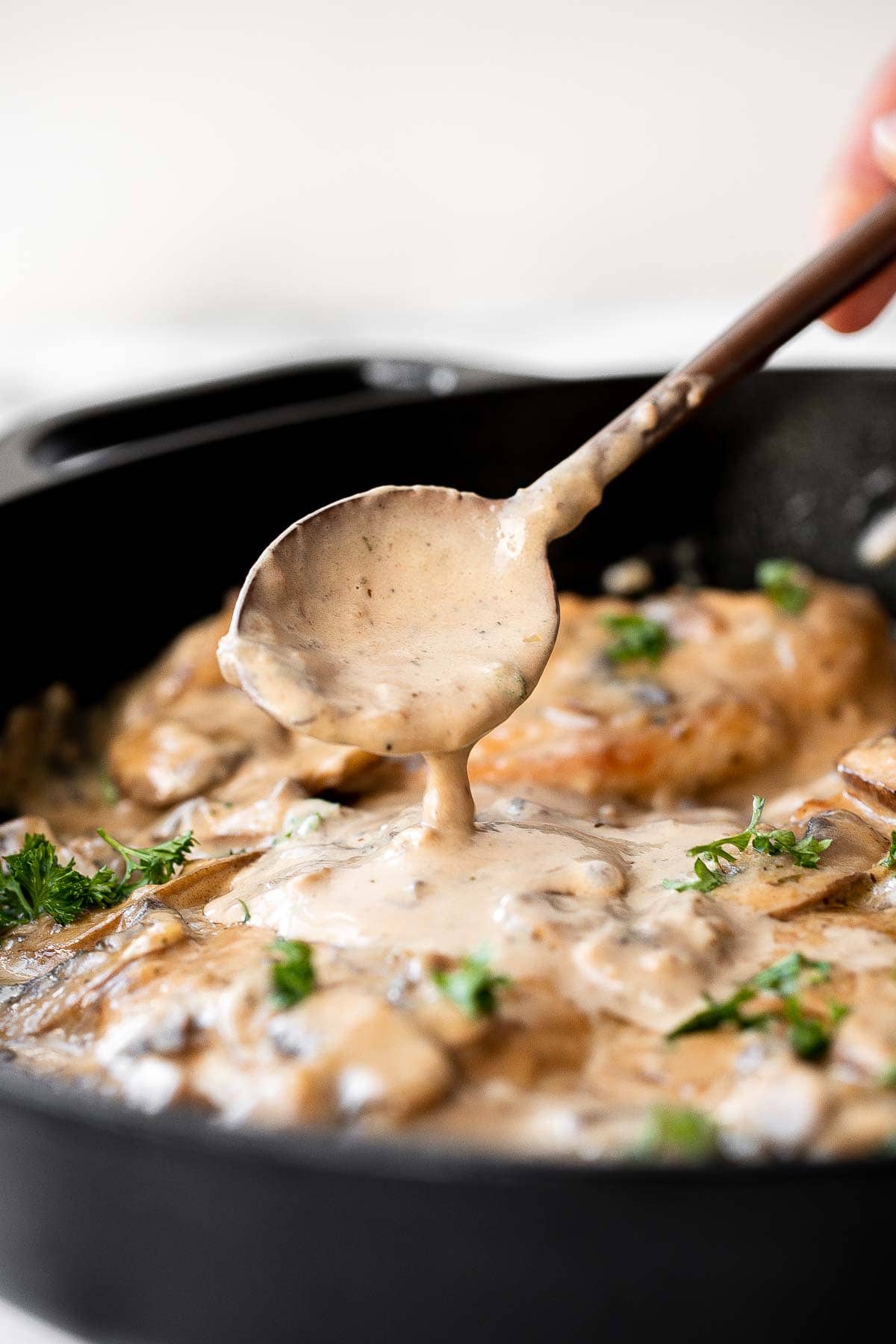Easy Chicken Marsala is creamy, savory, and comforting. Juicy chicken in a silky, creamy mushroom marsala wine sauce ready in 30 minutes! | aheadofthyme.com