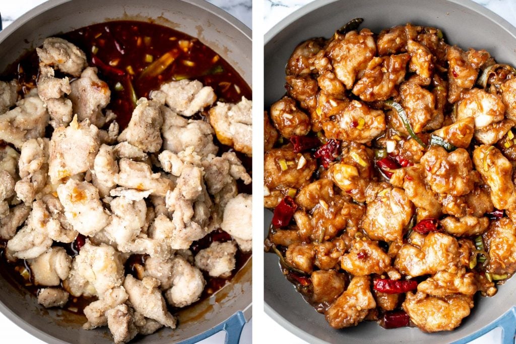 Baked General Tso's Chicken is a saucy, savoury, sweet, spicy Chinese-American takeout favourite made healthier with baked chicken, not fried. | aheadofthyme.com