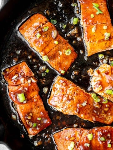Sticky and sweet, easy honey garlic glazed salmon is one of the best salmon recipes to add to your weeknight dinner rotation. Ready in under 25 minutes. | aheadofthyme.com