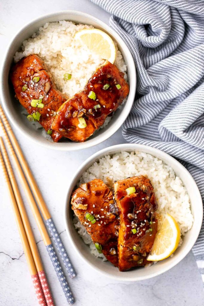 Sticky and sweet, easy honey garlic glazed salmon is one of the best salmon recipes to add to your weeknight dinner rotation. Ready in under 25 minutes. | aheadofthyme.com
