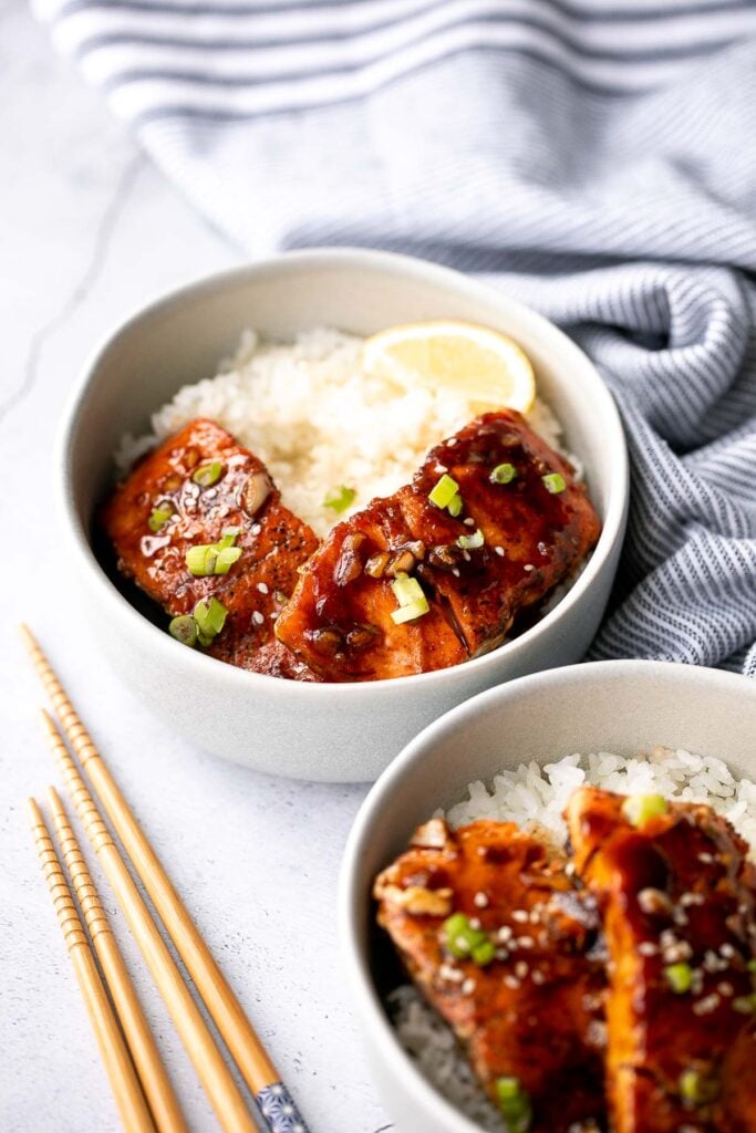 Sticky and sweet, easy honey garlic glazed salmon is one of the best salmon recipes to add to your weeknight dinner rotation. Ready in under 25 minutes. | aheadofthyme.com