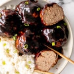 Lion's Head Chinese Meatballs are tender and juicy homemade pork meatballs packed with Asian seasonings and tossed in a sweet and sticky sauce. | aheadofthyme.com