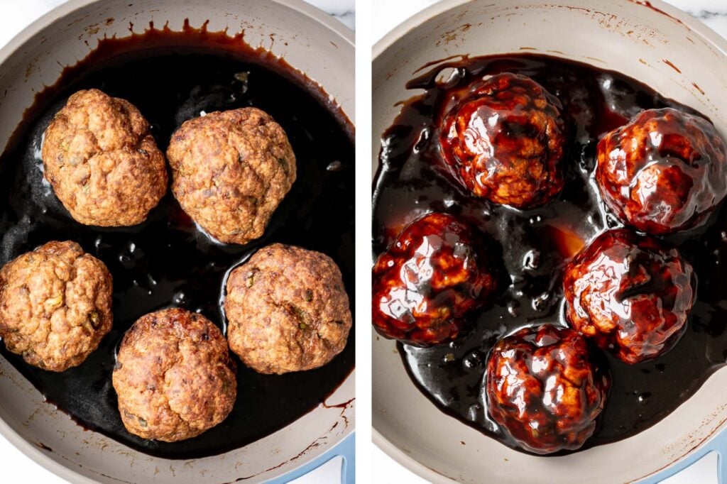 Lion's Head Chinese Meatballs are tender and juicy homemade pork meatballs packed with Asian seasonings and tossed in a sweet and sticky sauce. | aheadofthyme.com