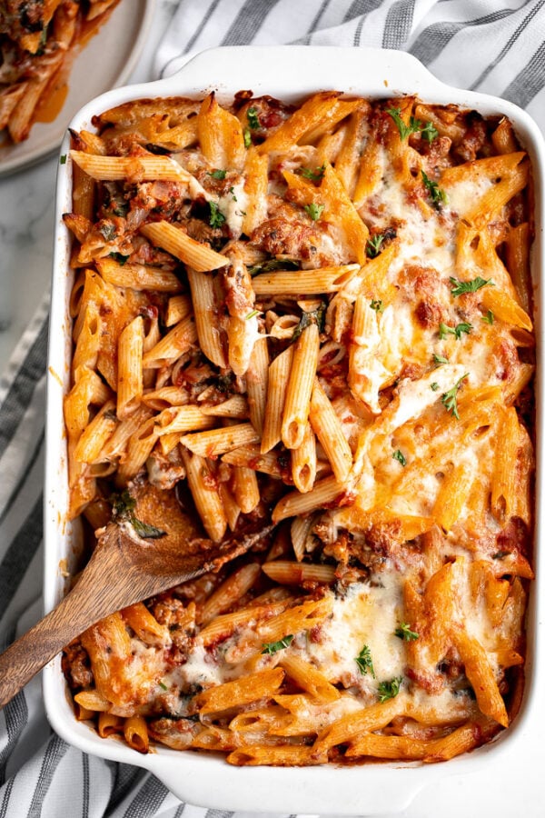 Pasta Bake with Sausage (Baked Ziti) Ahead of Thyme