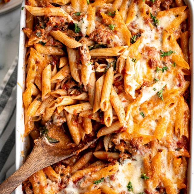 Pasta Bake with Sausage (Baked Ziti) Ahead of Thyme
