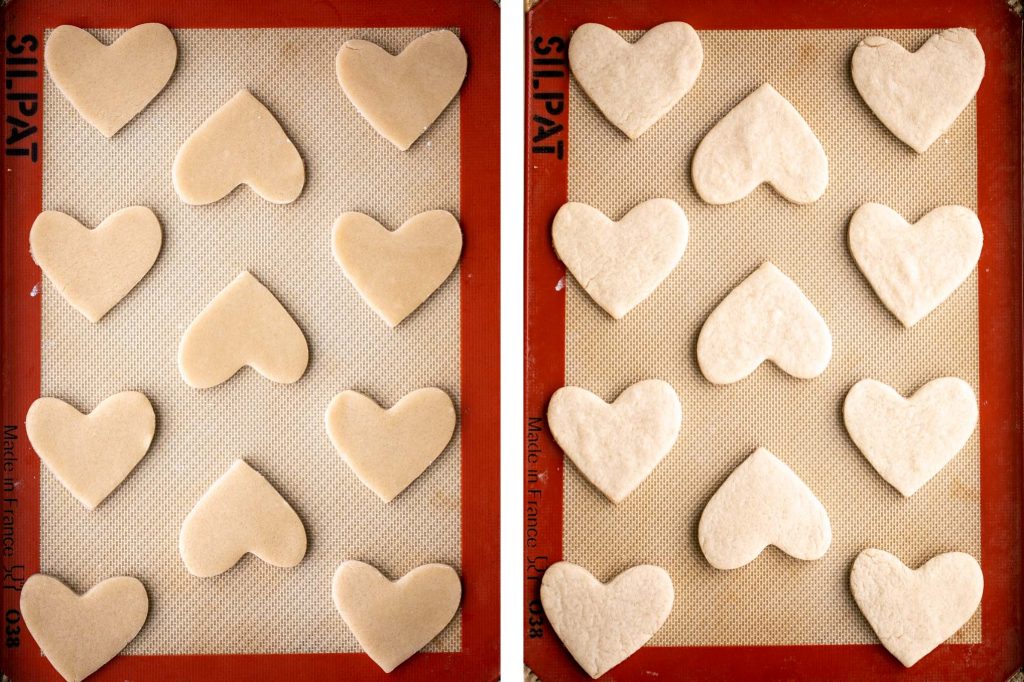 Valentine's Day heart sugar cookies are crisp on the outside, soft inside, and made festive with red and pink royal icing decorated on top. | aheadofthyme.com