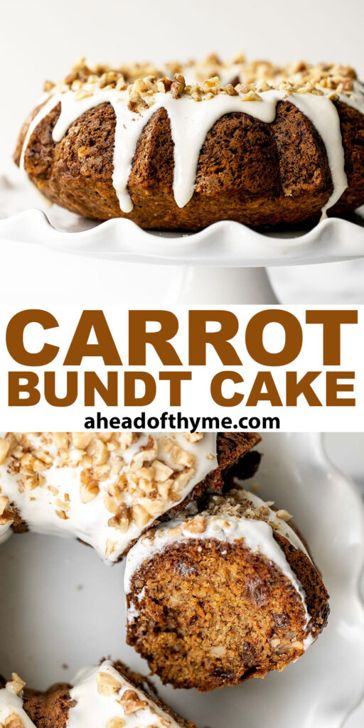 Showstopping carrot bundt cake with cream cheese glaze is light, fluffy, and moist. It's loaded with sugar, spice, and everything nice. | aheadofthyme.com