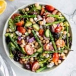 Chopped asparagus salad with lemon vinaigrette is the easiest and best spring salad ever - colourful, vibrant, flavourful, light, and crunchy. | aheadofthyme.com