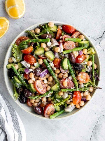 Chopped asparagus salad with lemon vinaigrette is the easiest and best spring salad ever - colourful, vibrant, flavourful, light, and crunchy. | aheadofthyme.com