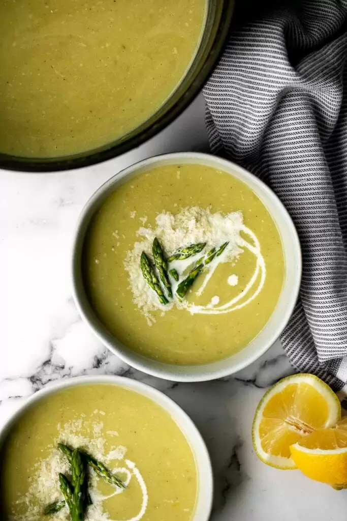 Lemon Asparagus Soup With Parmesan