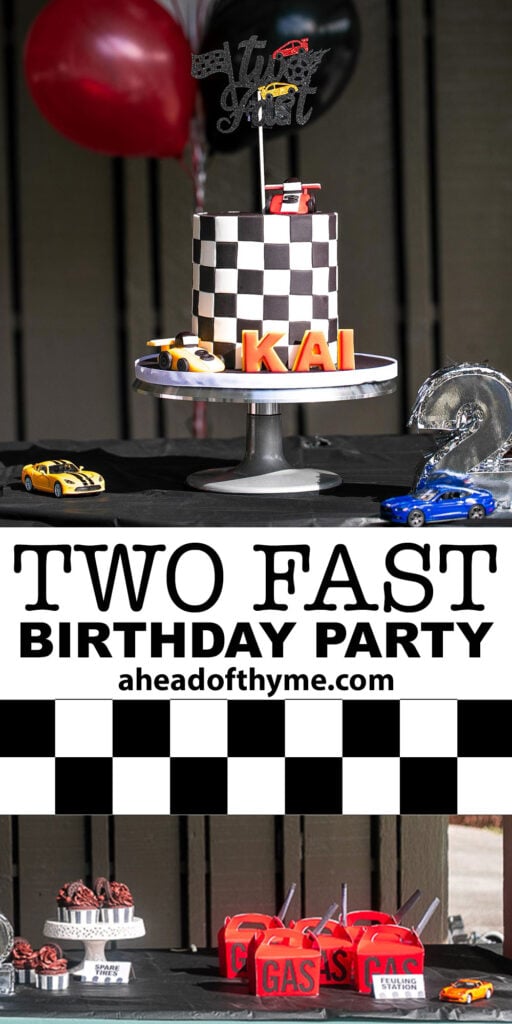 The best two fast second birthday party with ideas on every detail for an epic race car theme party including decor, party favors, desserts and recipes. | aheadofthyme.com