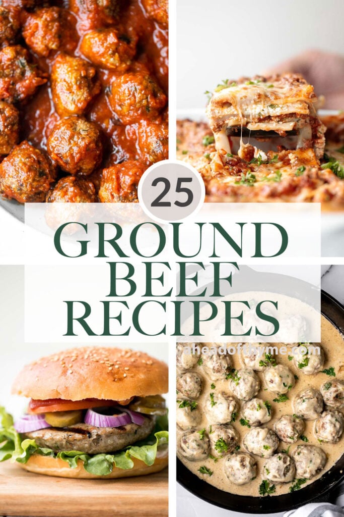 Browse through 25 best and most popular ground beef recipes for dinner including meatballs, juicy hamburgers, meaty pastas, hearty soups, and more! | aheadofthyme.com