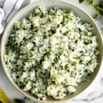 Cilantro lime rice is a fresh, bright and vibrant side dish that will add extra flavour to any meal you serve it with. It's a quick, easy, one pot recipe. | aheadofthyme.com