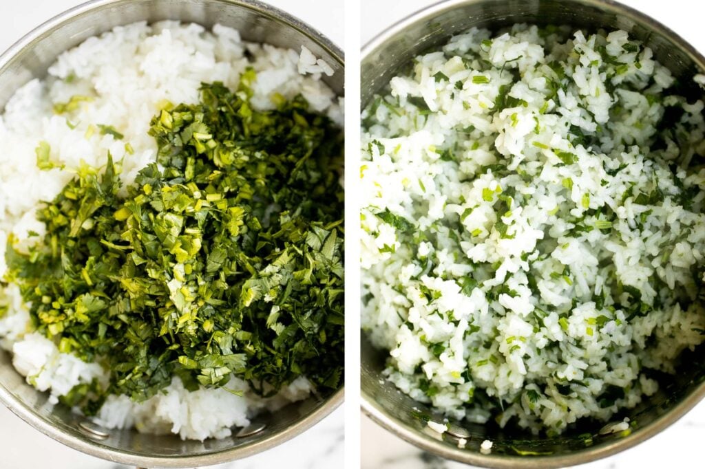 Cilantro lime rice is a fresh, bright and vibrant side dish that will add extra flavour to any meal you serve it with. It's a quick, easy, one pot recipe. | aheadofthyme.com