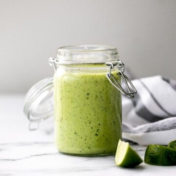 Nothing beats homemade creamy cilantro lime dressing. It's fresh, vibrant, easy to make in 5 minutes, and tastes better than store-bought salad dressing. | aheadofthyme.com