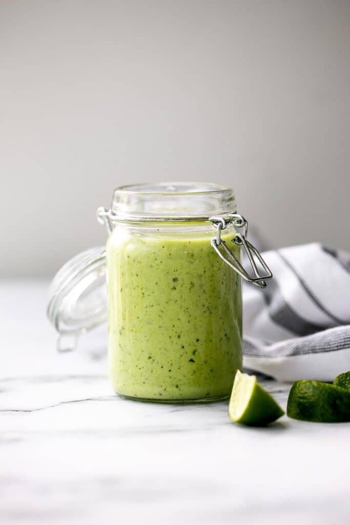 Nothing beats homemade creamy cilantro lime dressing. It's fresh, vibrant, easy to make in 5 minutes, and tastes better than store-bought salad dressing. | aheadofthyme.com