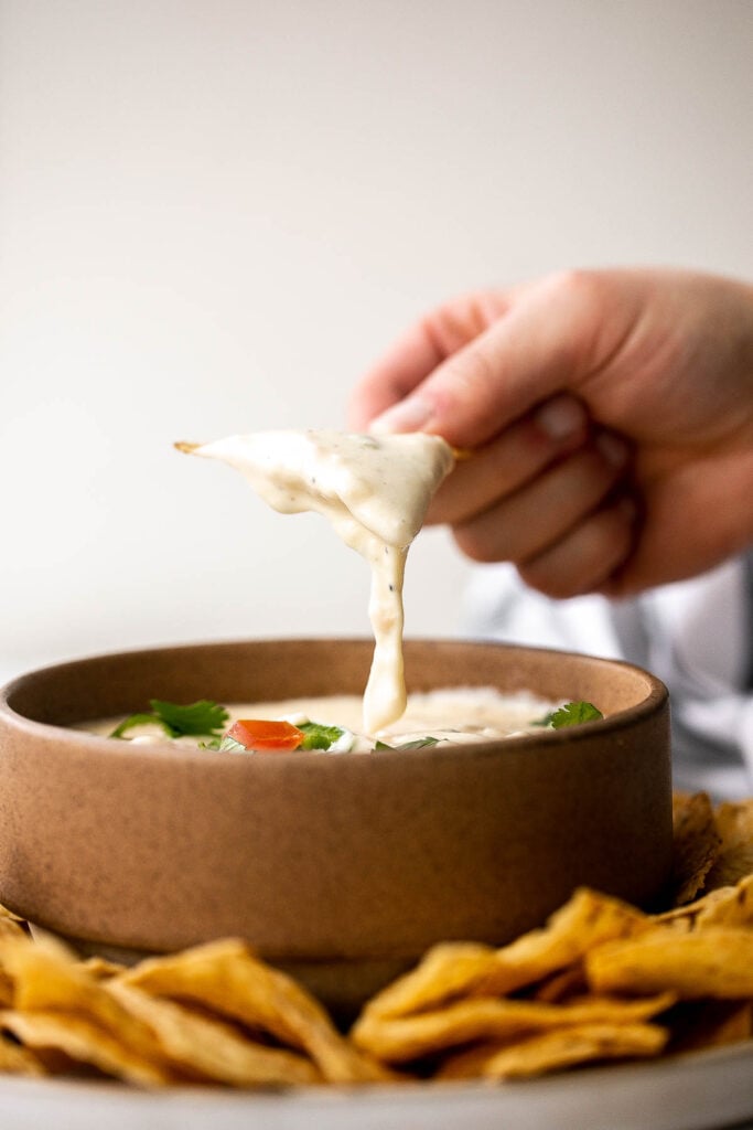 Homemade queso Mexican cheese dip is smooth, creamy, delicious, flavorful, and so easy to make. It's so much better than store-bought in every way. | aheadofthyme.com