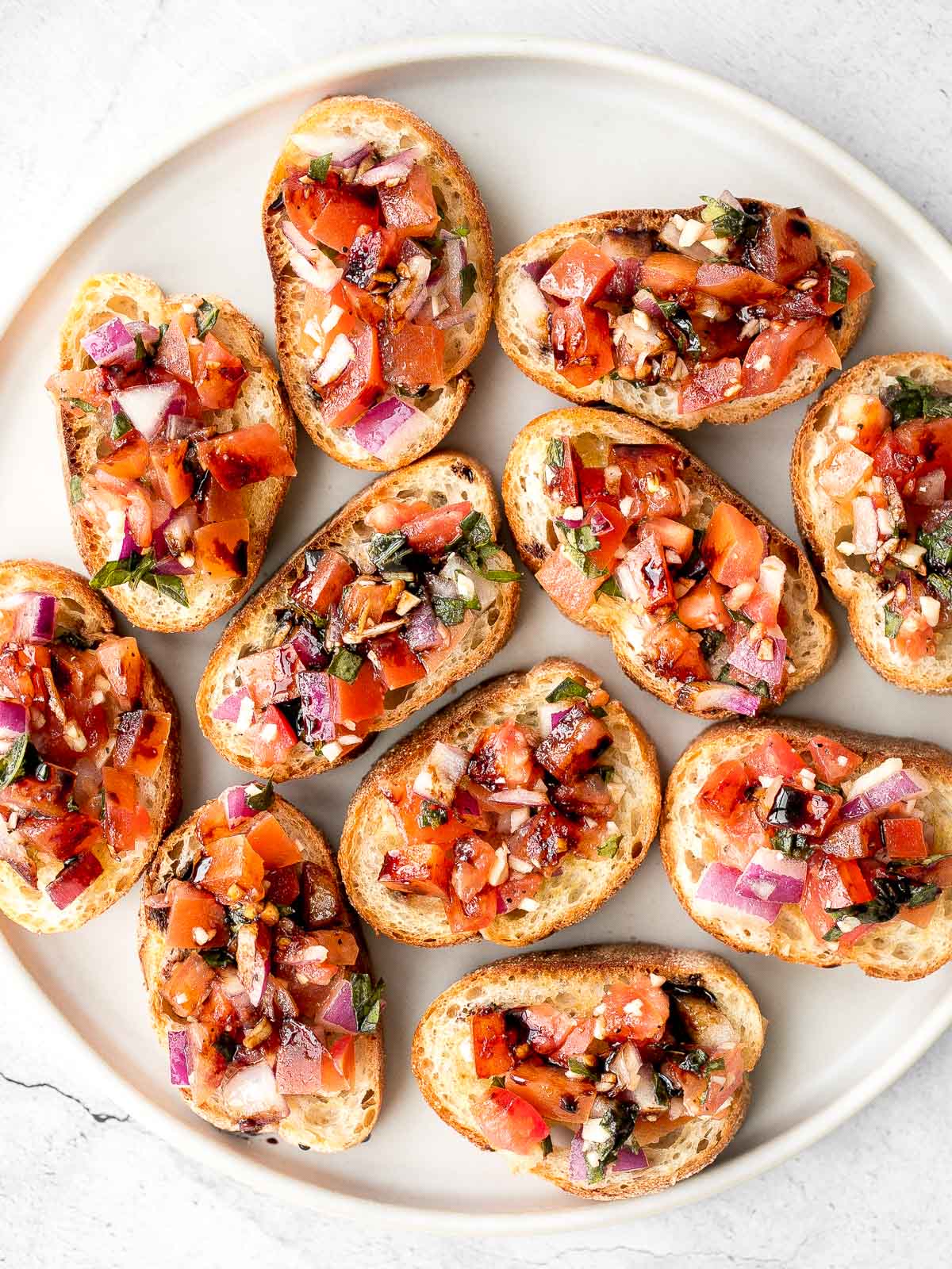 Tomato Bruschetta with Balsamic Glaze Ahead of Thyme