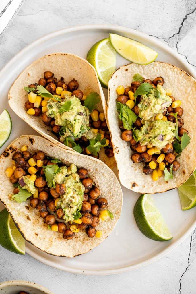 When it comes to vegetarian tacos, these vegan chickpea tacos are some of the best. They are delicious, filling, easy to make, and loved by all. | aheadofthyme.com