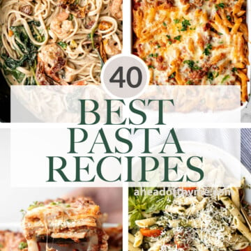 Browse 40 best and most popular pasta recipes including meaty pastas, lasagnas, chicken pastas, seafood pastas, vegetarian pastas, salad, soup, and more!
