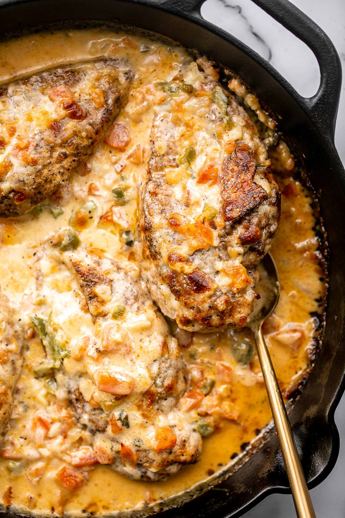 Baked queso chicken with tomatoes is an easy, cheesy, delicious chicken dinner that takes just 30 minutes to cook. The best weeknight dinner. | aheadofthyme.com