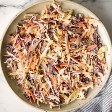 Fresh, crisp, classic coleslaw salad is a must-have recipe for a summer barbecue or picnic, or as an easy make-ahead lunch. Make it in less than 10 minutes. | aheadofthyme.com