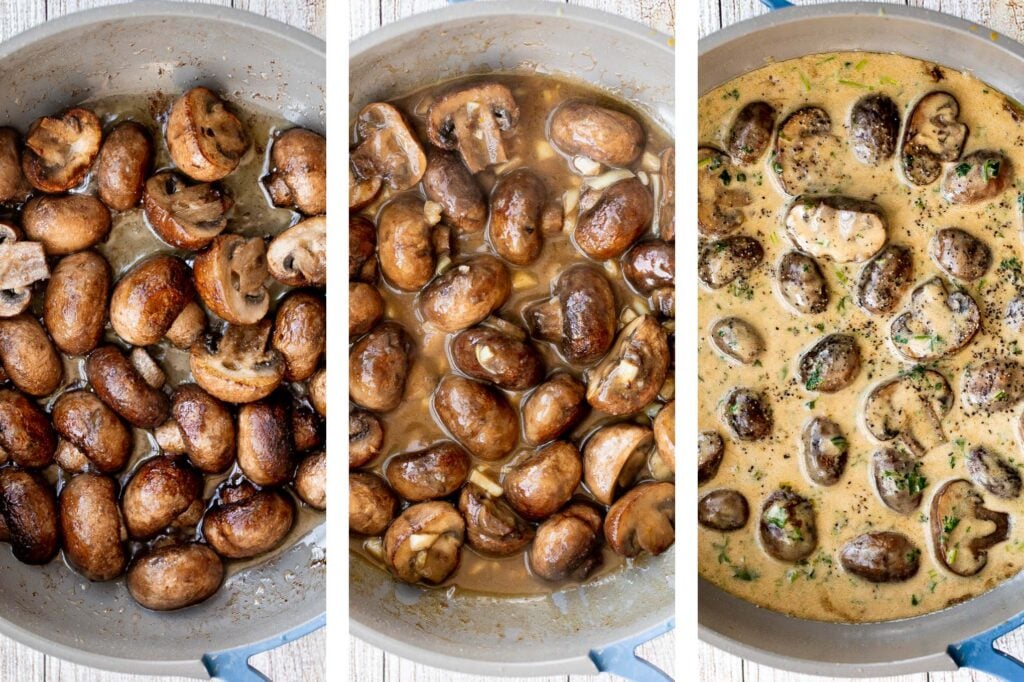 Creamy garlic mushrooms are a simple, delicious, and easy side dish. This comforting family favorite that is quick and easy to make in just 15 minutes. | aheadofthyme.com