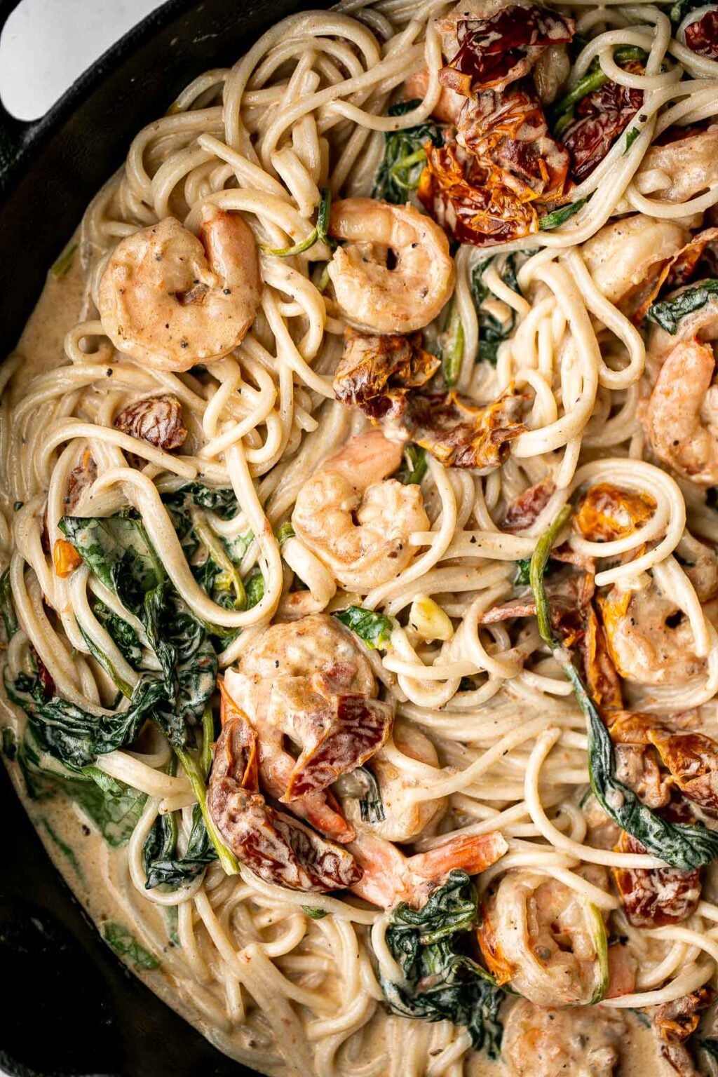 Creamy Shrimp Pasta with Sundried Tomatoes Ahead of Thyme