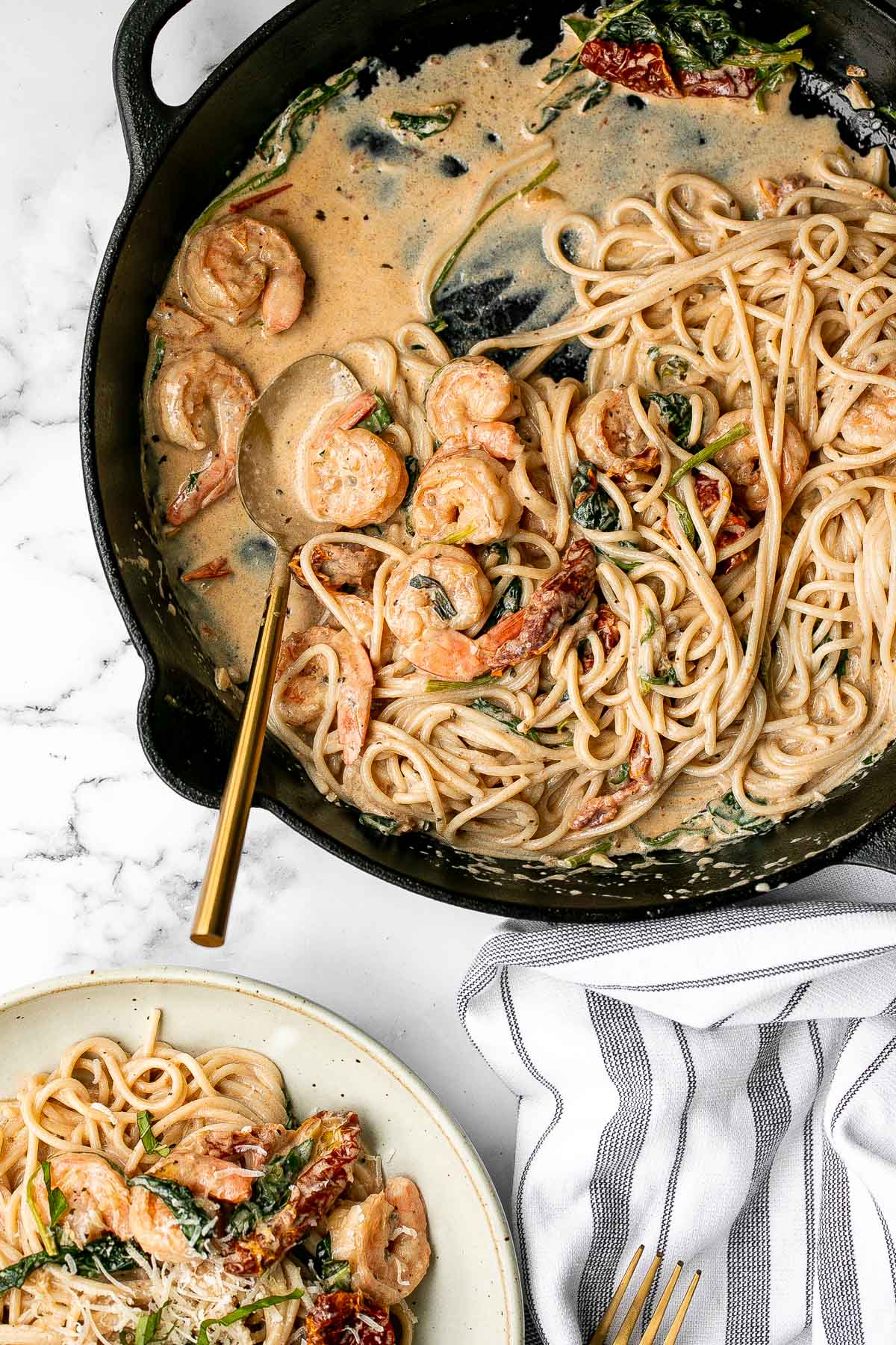 Creamy Shrimp Pasta with Sun-dried Tomatoes - Ahead of Thyme