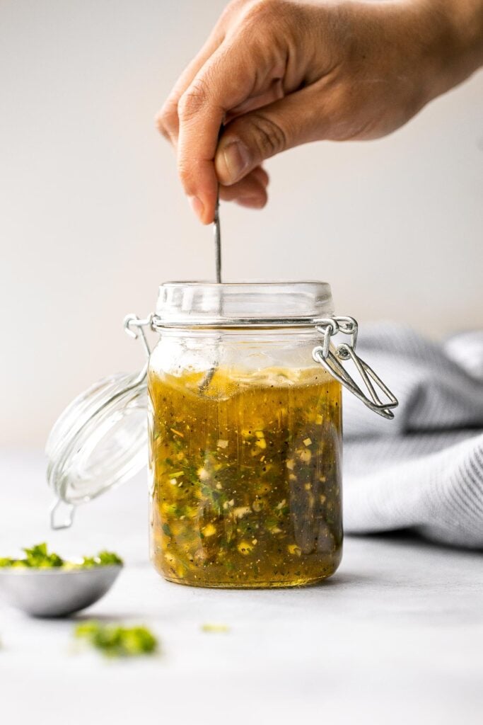 Homemade Italian dressing is easy to make, delicious, and tastes way better than store-bought salad dressing. Make it in a matter of just minutes. | aheadofthyme.com