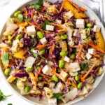 Asian chopped salad is a delicious and colorful salad, loaded with refreshing crisp vegetables, plant-based protein, and a homemade creamy sesame dressing. | aheadofthyme.com