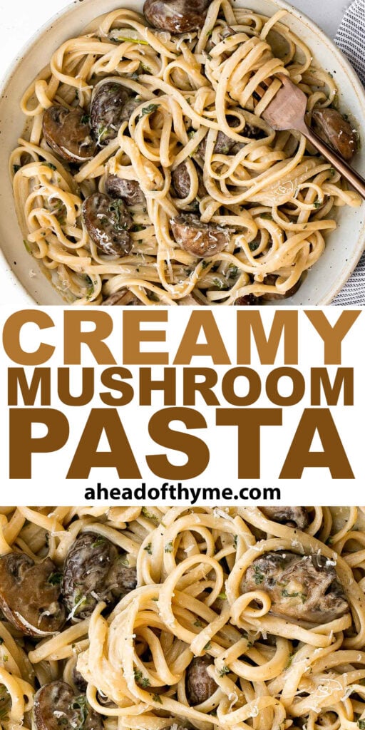 Creamy mushroom pasta is packed with buttery garlicky mushrooms swimming in a delicious creamy Parmesan sauce. Quick and easy make in 20 minutes. | aheadofthyme.com