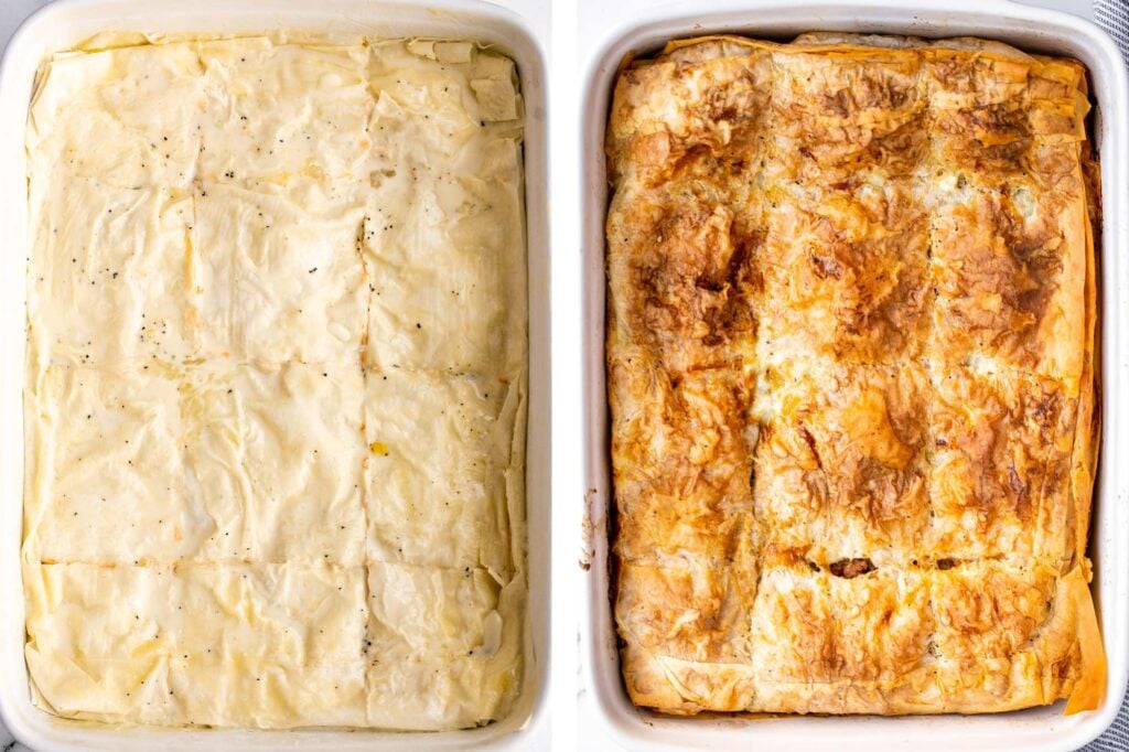 Phyllo meat pie (Egyptian goulash) is a savory pie made of well-seasoned ground beef that lies between layers of flaky, crispy, golden phyllo pastry dough. | aheadofthyme.com