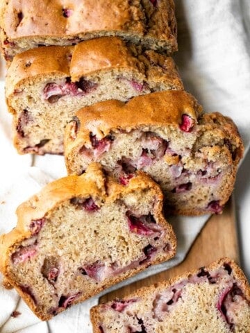 Strawberry bread is fluffy, soft, and moist, packed with farm-fresh strawberries. Simple, sweet, and delicious, perfect for a summer brunch. | aheadofthyme.com