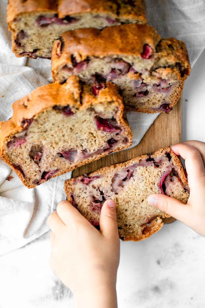 Strawberry bread is fluffy, soft, and moist, packed with farm-fresh strawberries. Simple, sweet, and delicious, perfect for a summer brunch. | aheadofthyme.com