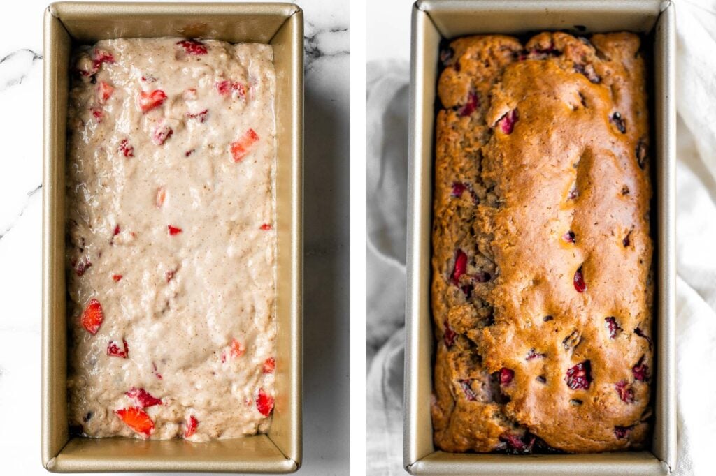 Strawberry bread is fluffy, soft, and moist, packed with farm-fresh strawberries. Simple, sweet, and delicious, perfect for a summer brunch. | aheadofthyme.com