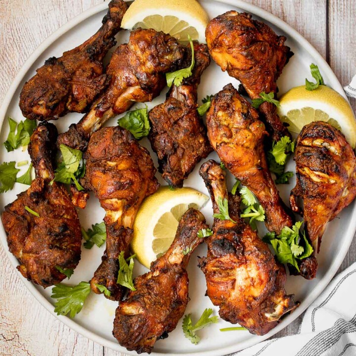Tandoori chicken drumsticks are crispy outside, juicy and tender inside, and packed with flavor