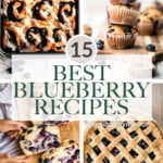 Over 15 best most popular blueberry recipes when wondering what to make with fresh blueberries including dessert, cakes, pies, breakfast, and baked goods. | aheadofthyme.com