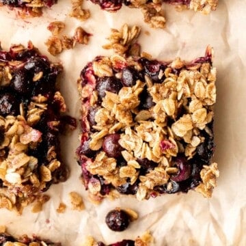 Blueberry oat squares are sweet, buttery, and delicious, with three mouthwatering layers. With just 15 minutes of prep, they are the perfect treat. | aheadofthyme.com