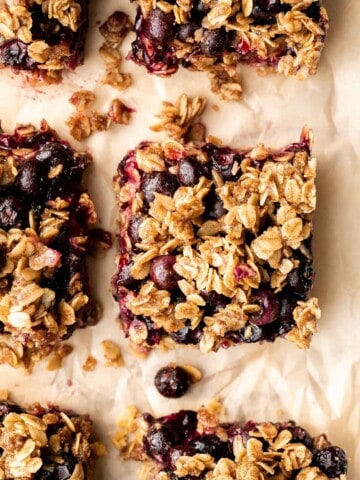 Blueberry oat squares are sweet, buttery, and delicious, with three mouthwatering layers. With just 15 minutes of prep, they are the perfect treat. | aheadofthyme.com