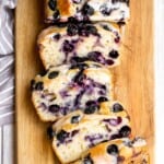 Easy lemon blueberry bread with lemon glaze is soft, moist, and delicious. This quick bread with fresh blueberries and lemon is the perfect summer dessert. | aheadofthyme.com