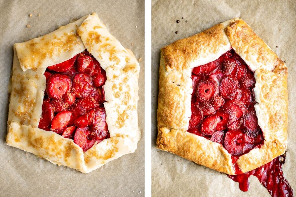 Easier than pie, this strawberry galette with a buttery flaky crust and a sweet and tart strawberry filling is a beautiful treat to serve this berry season. | aheadofthyme.com