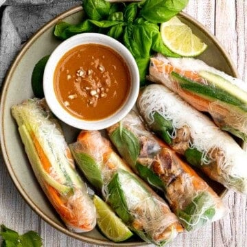Vietnamese summer rolls with chicken are fresh, light, and healthy. This Asian summer snack takes less than 20 minutes to make and easier than you think. | aheadofthyme.com