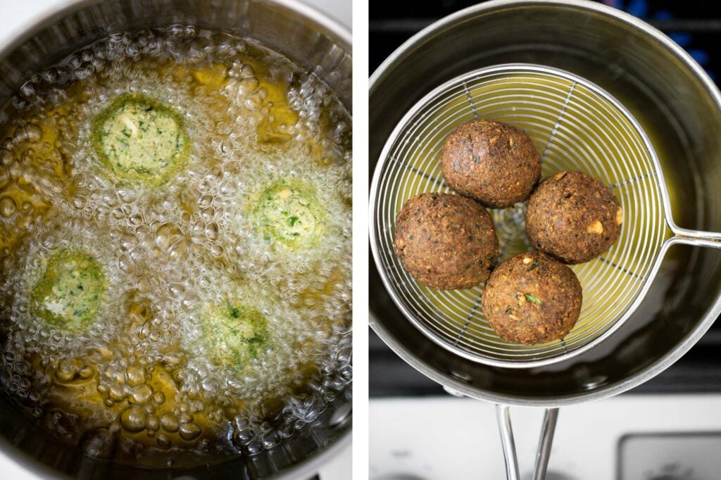 Homemade falafel are delicious, golden brown and crispy on the outside, fluffy tender and soft inside. Plus, they're vegan, loaded with plant-based protein. | aheadofthyme.com