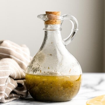 Homemade Greek salad dressing is light, fresh, and flavorful. Quick and easy, and so much better, tastier, and healthier than store-bought. | aheadofthyme.com