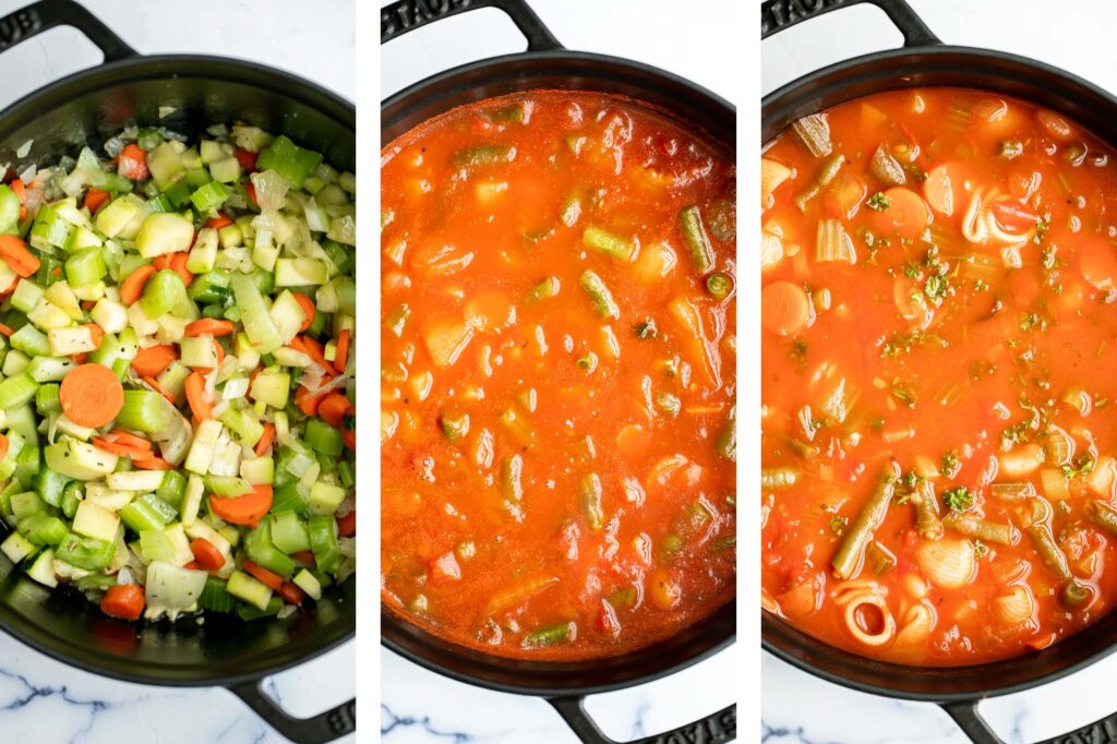 Minestrone soup is a hearty, healthy, nourishing, and delicious classic Italian soup, packed with vegetables and pasta simmered in a rich tomato broth. | aheadofthyme.com