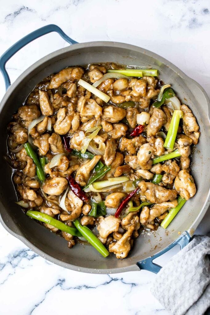 Mongolian chicken is a quick and easy chicken stir fry dish that you can make at home in just 30 minutes. Healthier, faster, and better than takeout. | aheadofthyme.com