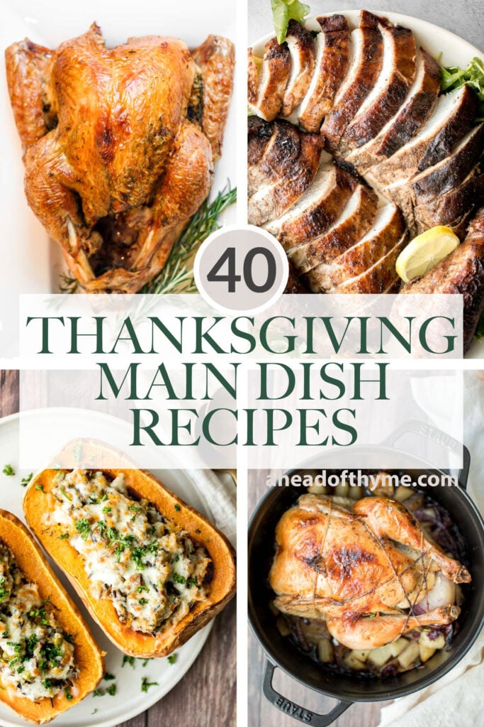 Over 40 most popular best Thanksgiving main dishes from turkey, chicken, vegetarian mains, and everything else that is not turkey (beef, lamb, or pork). | aheadofthyme.com